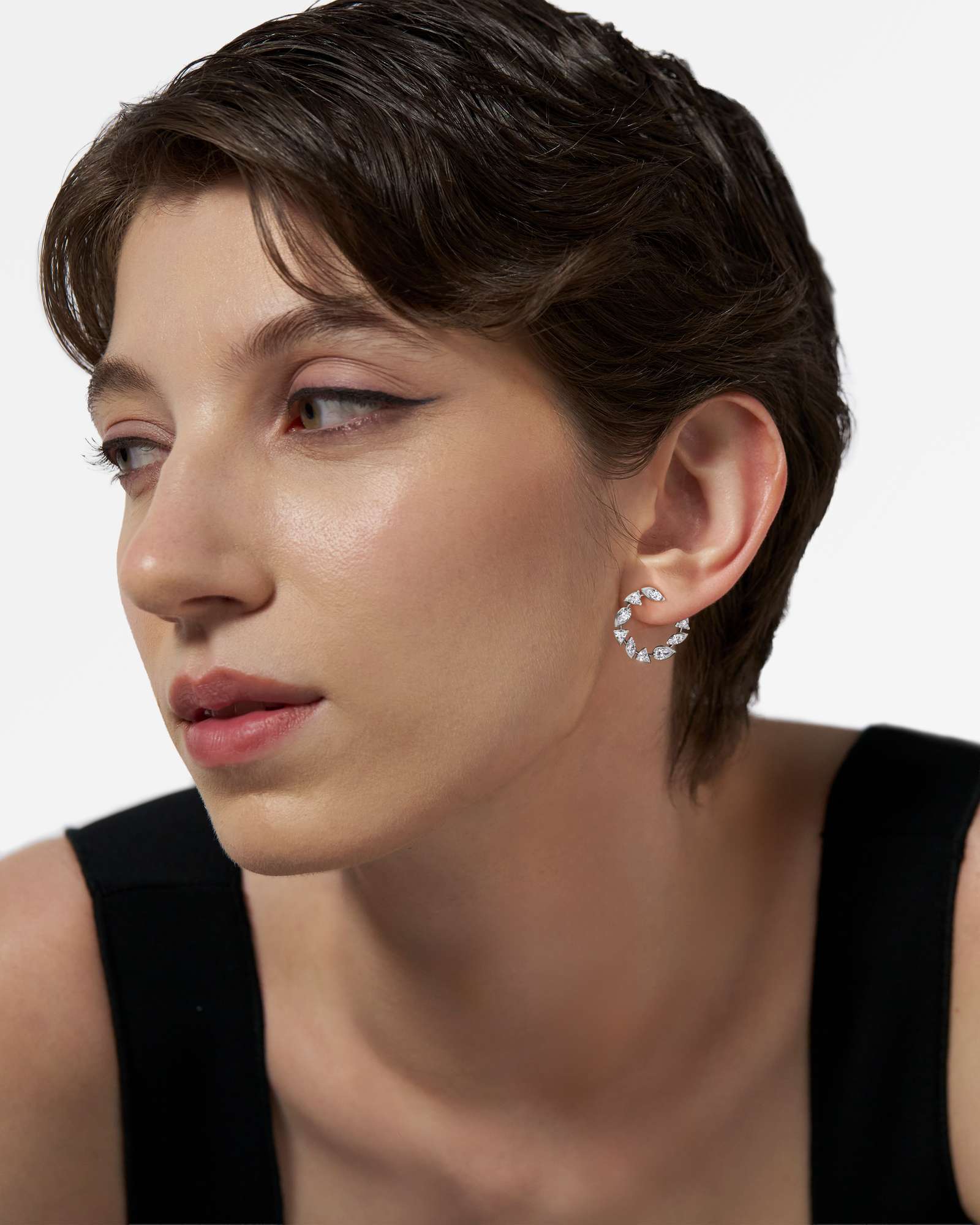 Pinnacle Ragia Diamond Hoop Earrings, In 14K White Gold (2.74 ctw)