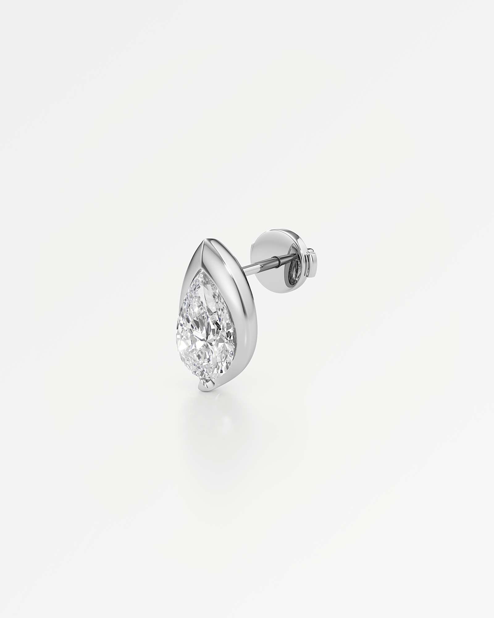 Pinnacle Apice Diamond Stud Earrings, With 1.00 ct Pear Cut in 14K White Gold (2.00 ctw)