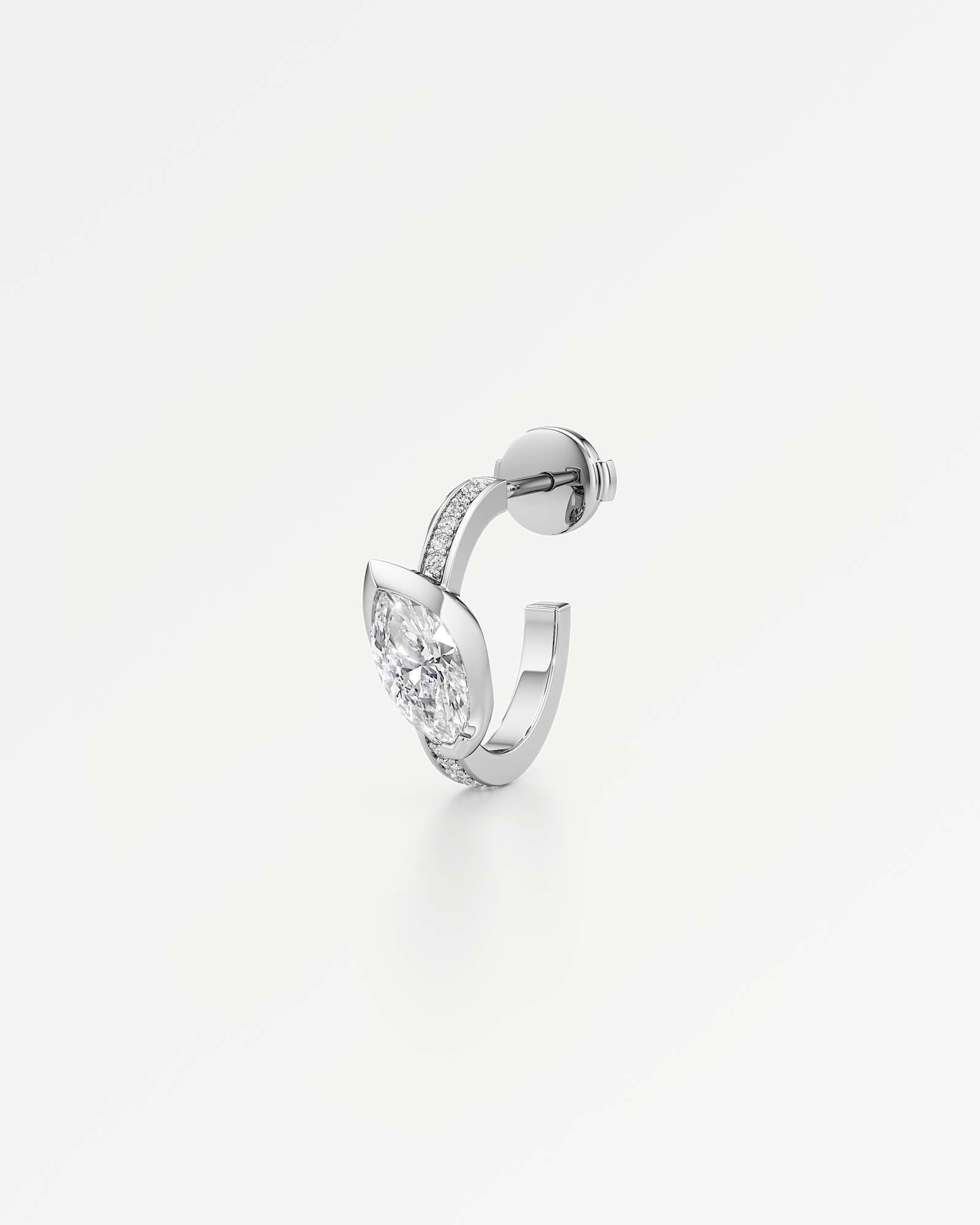 Pinnacle Ridalyn Diamond Hoop Earrings, With 0.50 ct Marquise Cut in 14K White Gold (1.13 ctw)