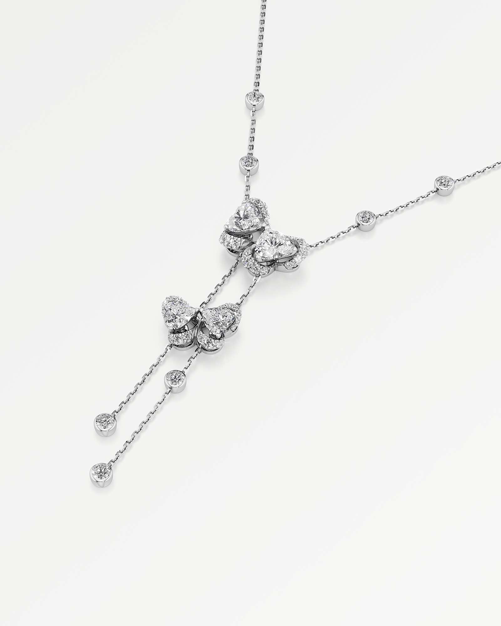 Heart Genevieve Diamond Necklace , In 14K White Gold (4.39 ctw)