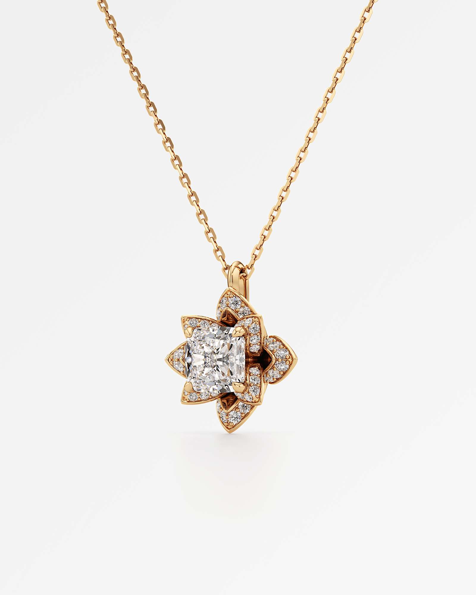 Velara Eterna Diamond Pendant, With 1.50 ct Cushion Cut in 14K Yellow Gold (1.93 ctw)