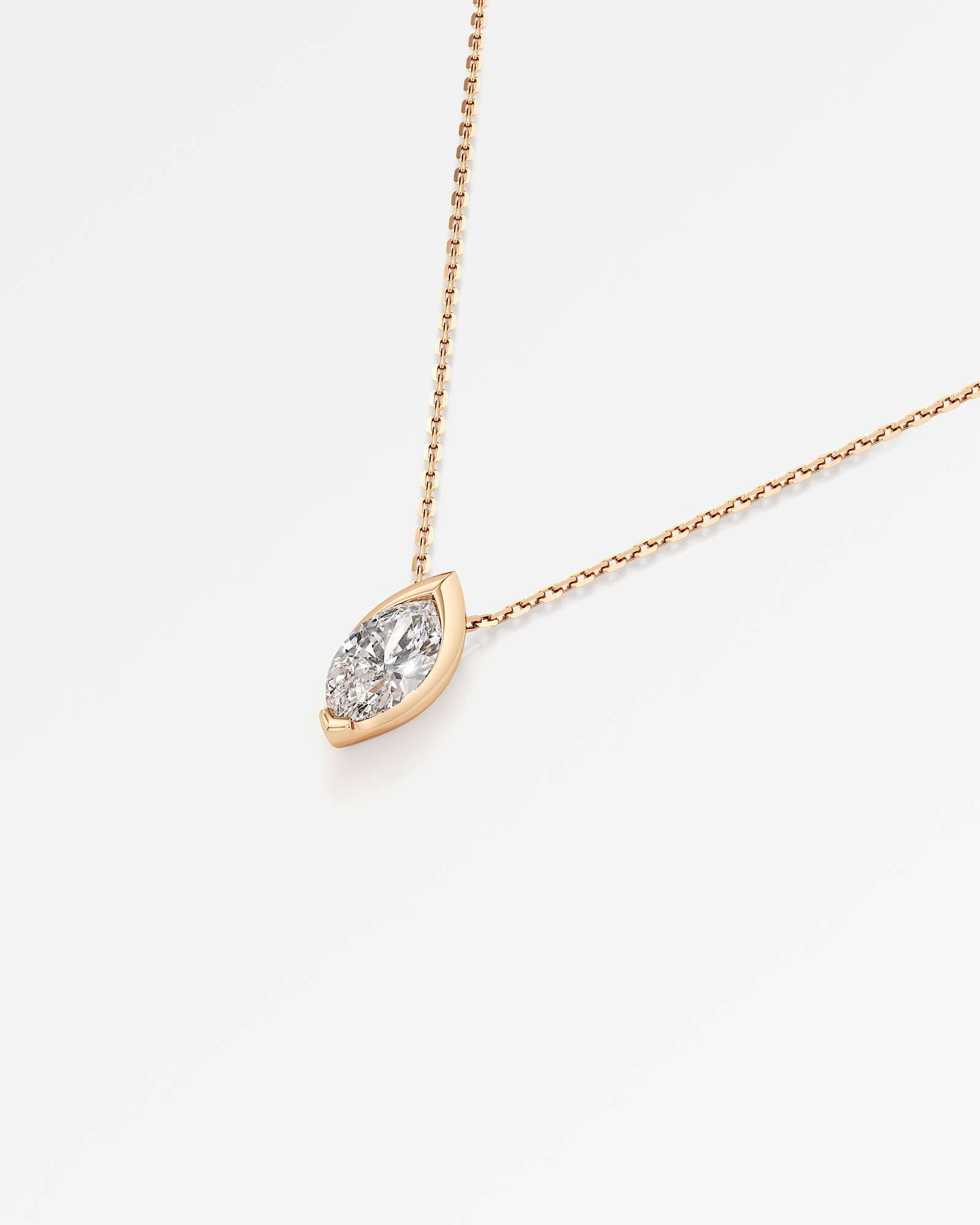 Pinnacle Apixa Diamond Pendant, With Marquise Cut in 14K Rose Gold (1.00 ctw)
