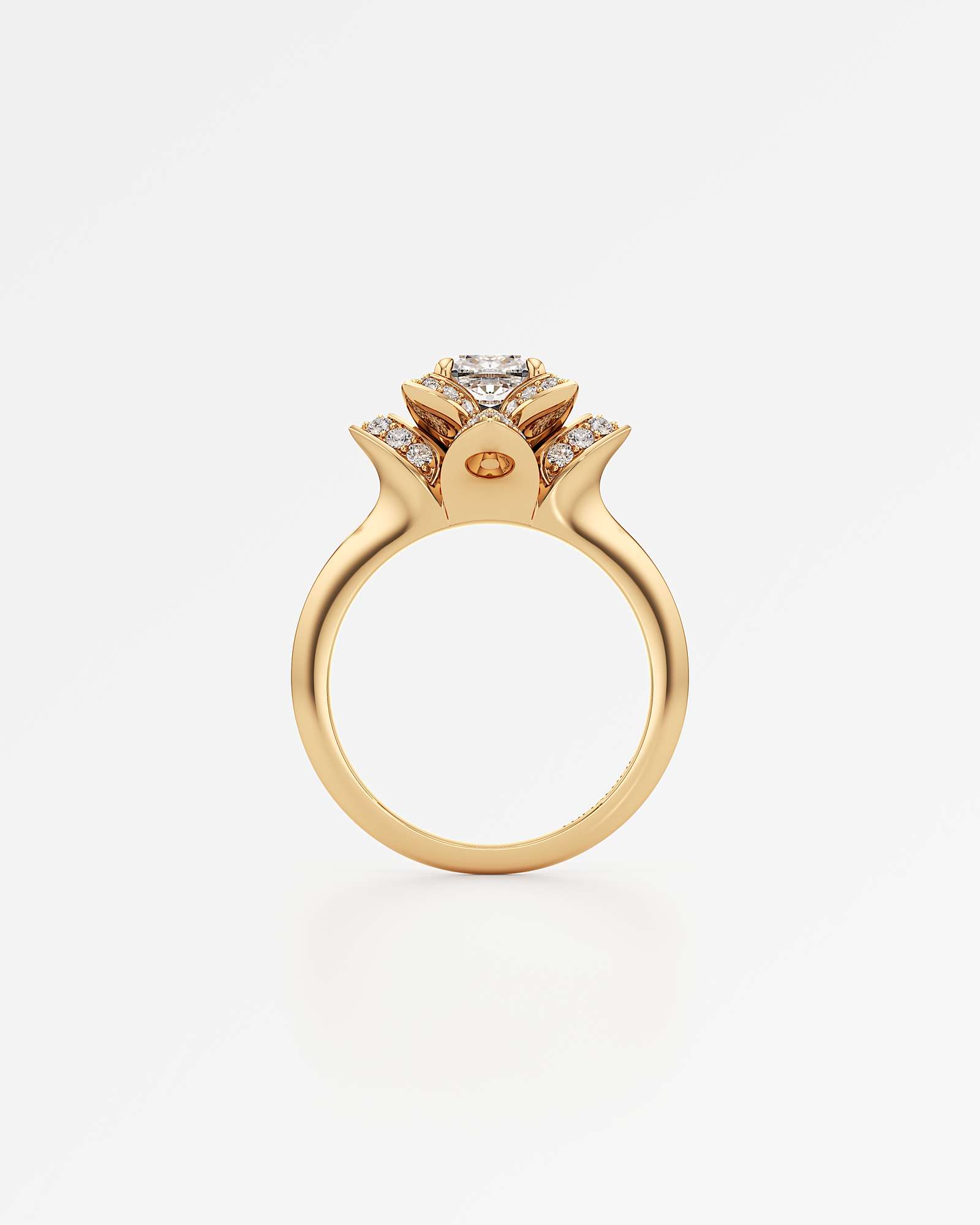 Velara Eterna Diamond Engagement Ring, With 1.00 ct Cushion Cut in 14K Yellow Gold (1.43 ctw)