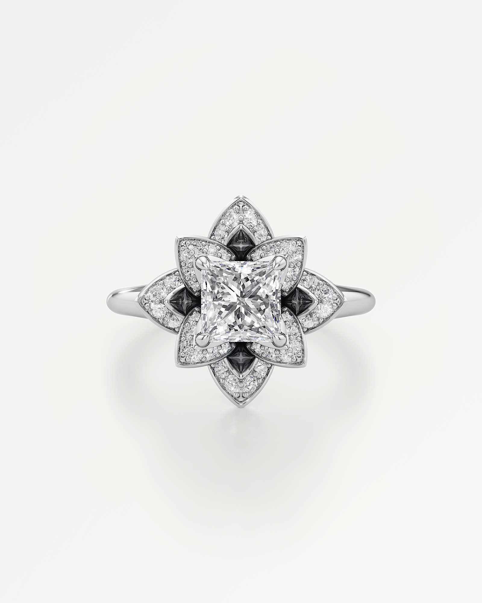 Velara Eterna Diamond Engagement Ring, With 1.00 ct Princess Cut in 14K White Gold (1.43 ctw)