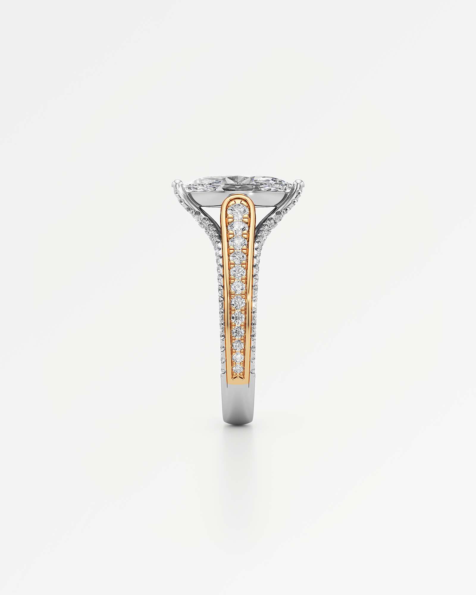 Verve Irene Diamond Engagement Ring, With 1.50 ct Marquise Cut in 14K White & Yellow Gold (2.30 ctw)