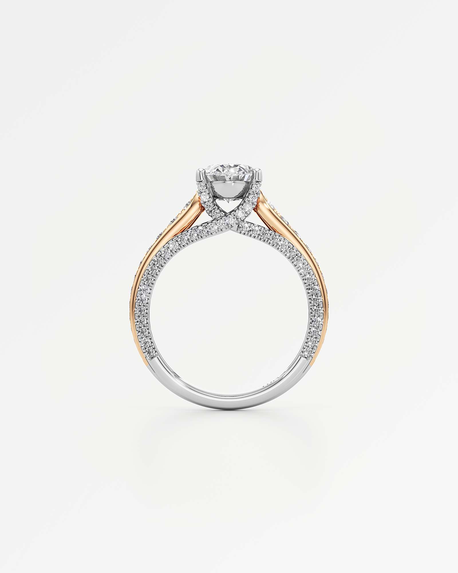Verve Irene Diamond Engagement Ring, With 1.50 ct Oval Cut in 14K White & Rose Gold (2.30 ctw)