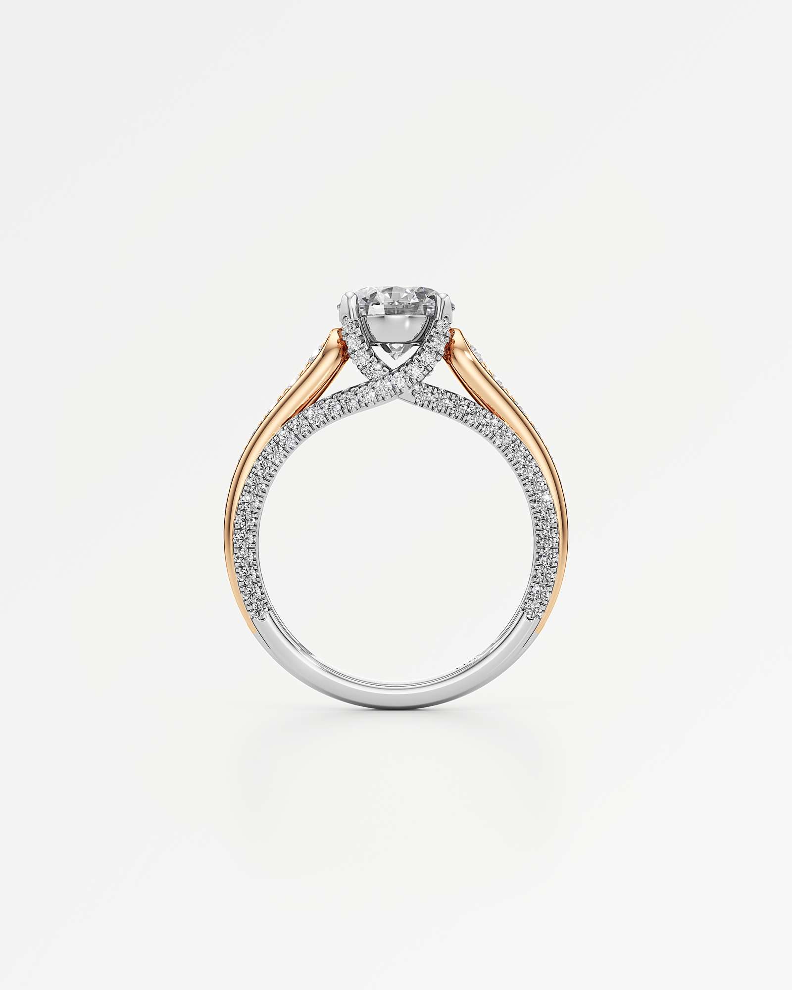 Verve Irene Diamond Engagement Ring, With 1.50 ct Round Cut in 14K White & Rose Gold (2.30 ctw)