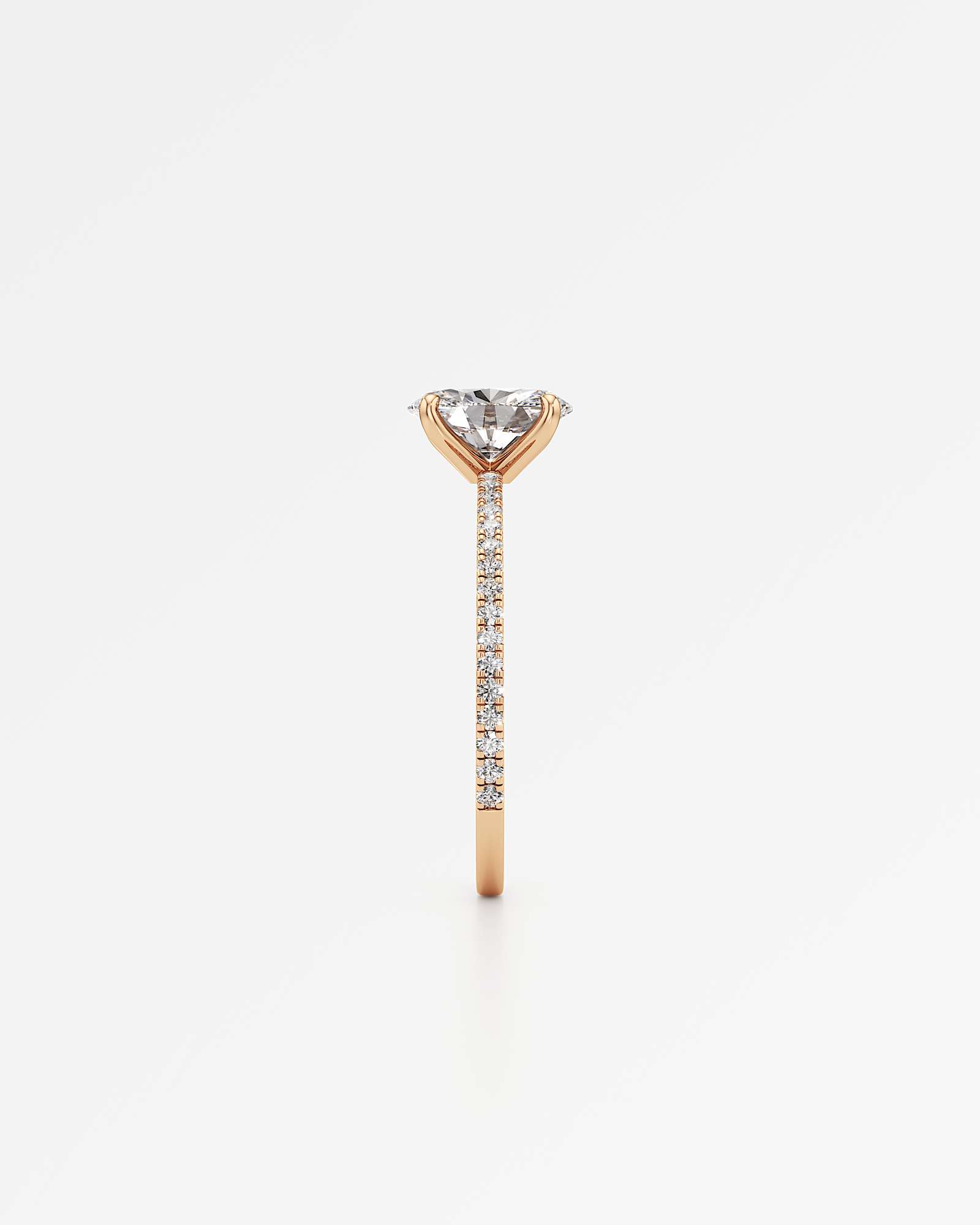 Verve Elin Solitaire Diamond Engagement Ring, With 1.00 ct Oval Cut in 14K Rose Gold (1.20 ctw)