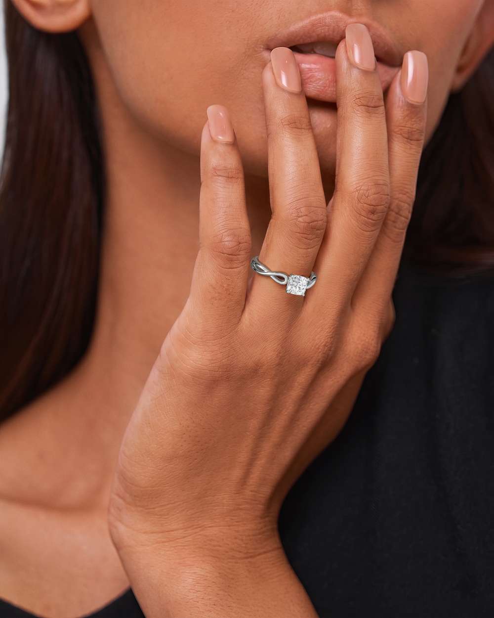 Amelia Hidden Halo Diamond Engagement Ring