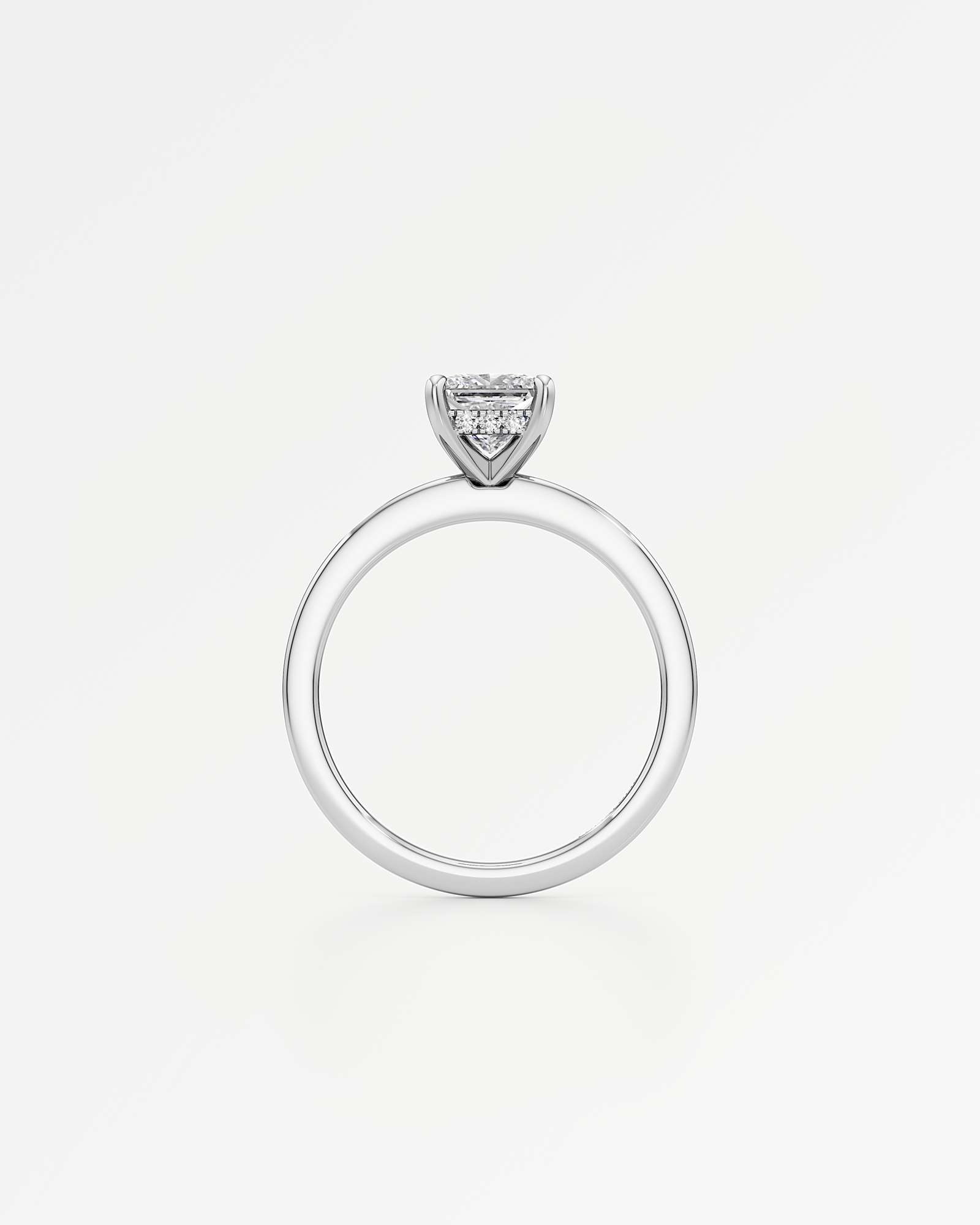 Verve Elin Hidden Halo Diamond Engagement Ring, With 1.00 ct Princess Cut in 14K White Gold (1.06 ctw)