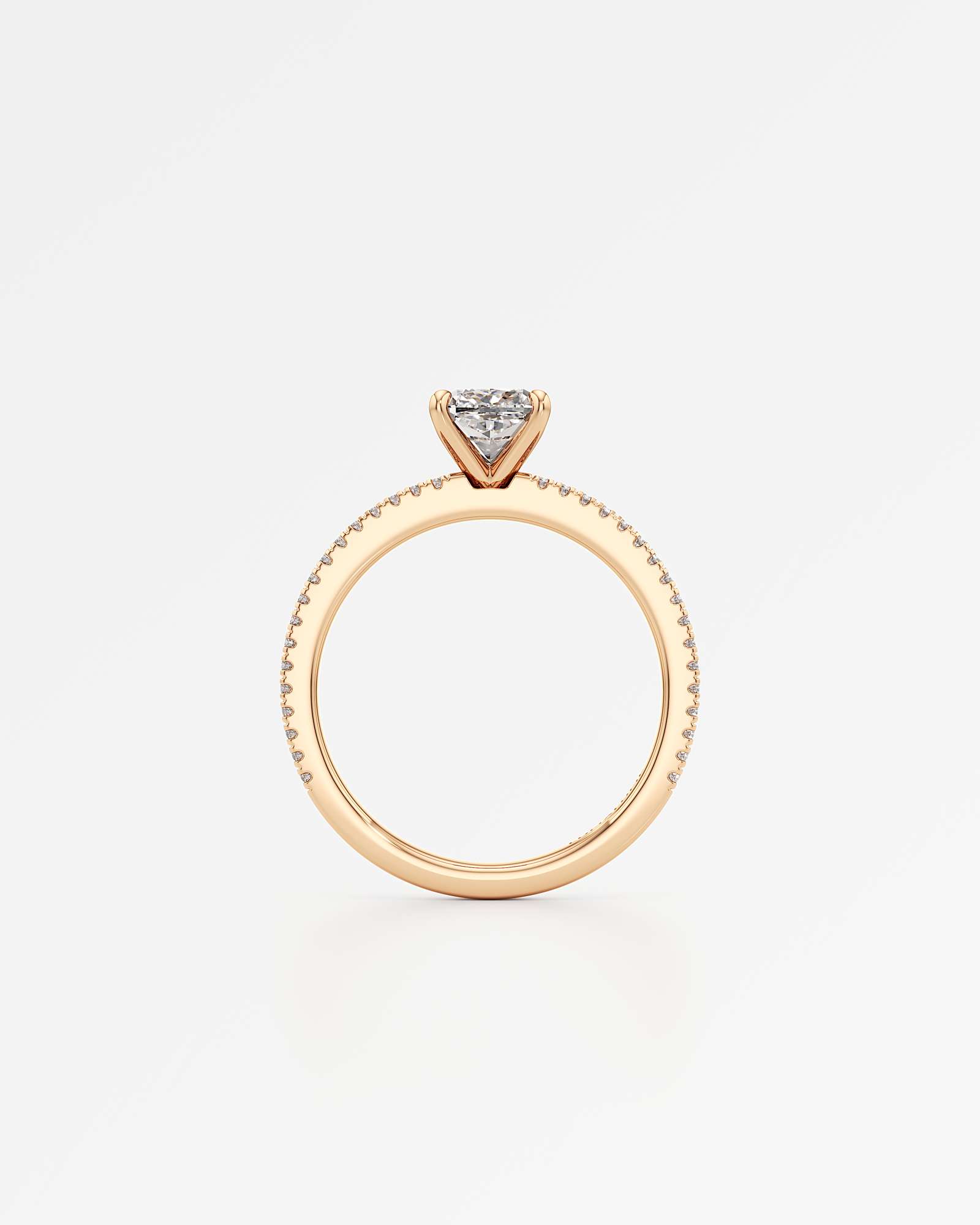 Verve Chiara Solitaire Diamond Engagement Ring, With 1.00 ct Cushion Cut in 14K Rose Gold (1.34 ctw)