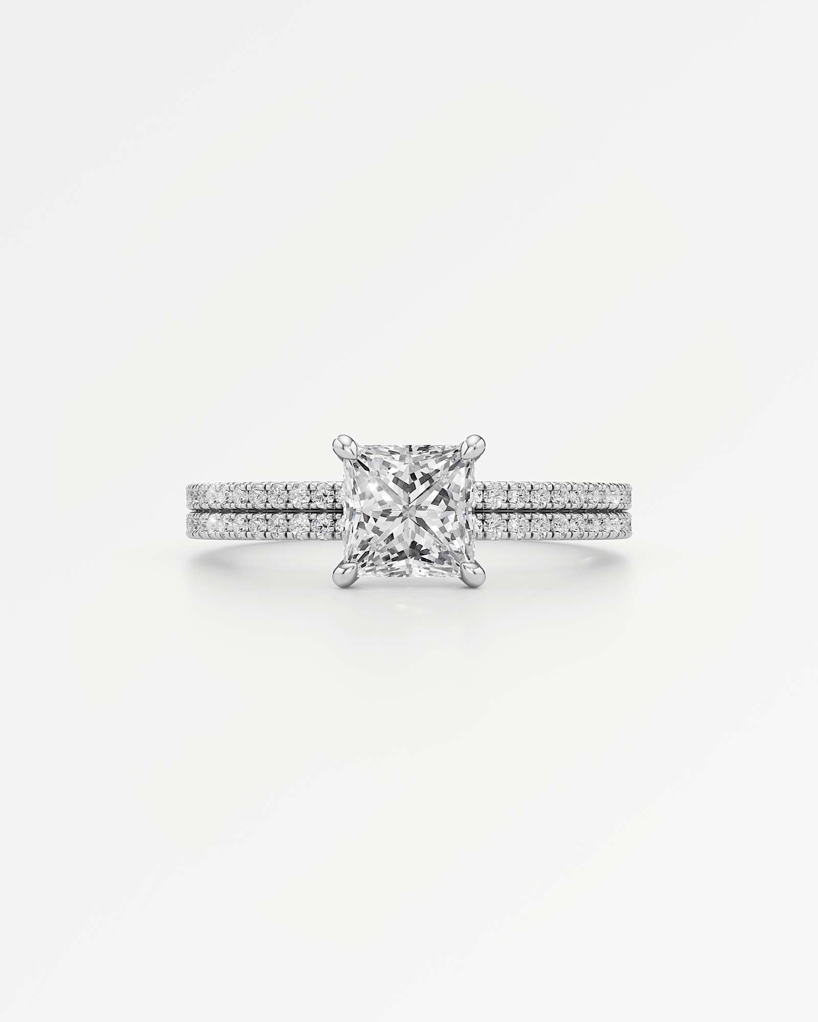 Verve Chiara Hidden Halo Diamond Engagement Ring, With 1.00 ct Princess Cut in 14K White Gold (1.40 ctw)