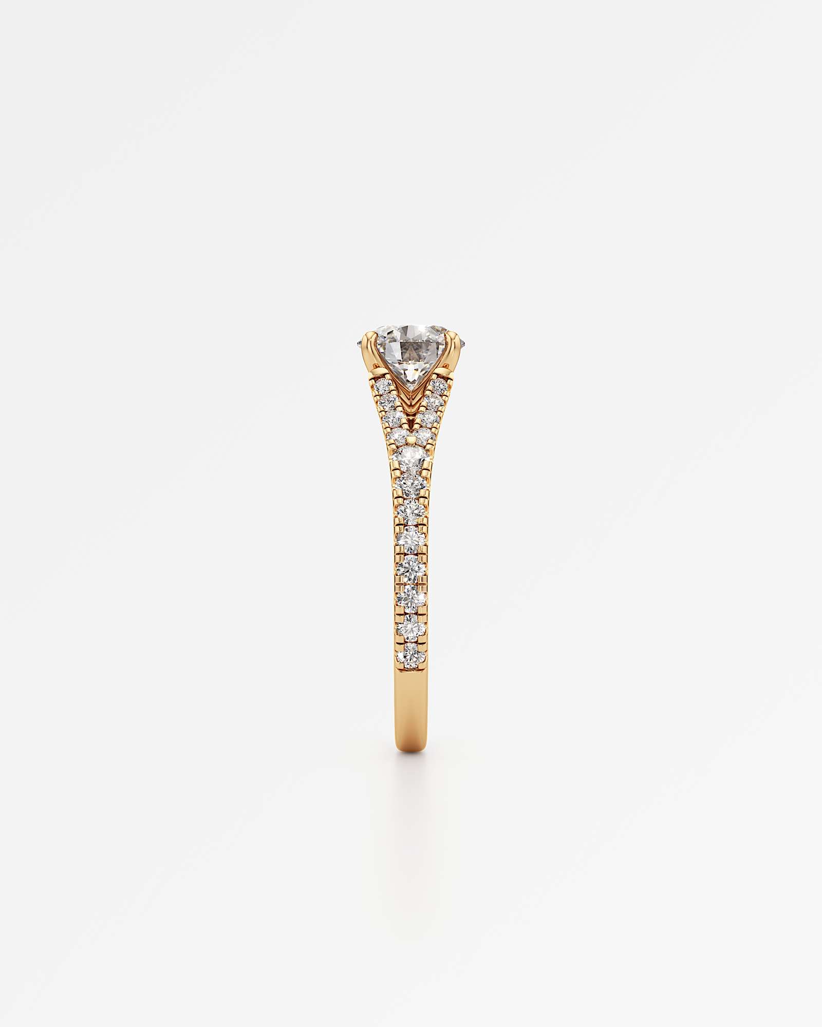 Verve Marisol Solitaire Diamond Engagement Ring, With 1.00 ct Round Cut in 14K Yellow Gold (1.41 ctw)