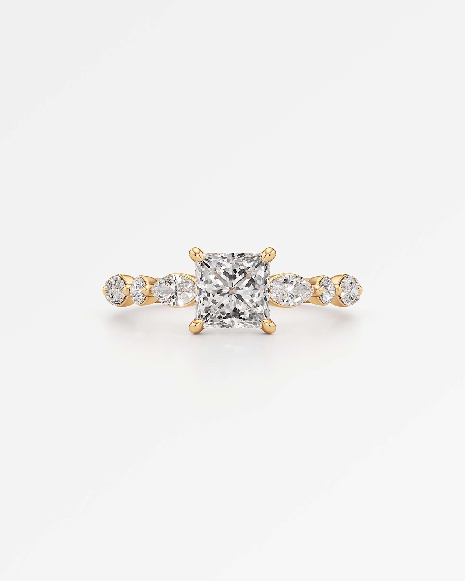 Verve Zolaine Hidden Halo Diamond Engagement Ring, With 1.00 ct Princess Cut in 14K Yellow Gold (1.64 ctw)