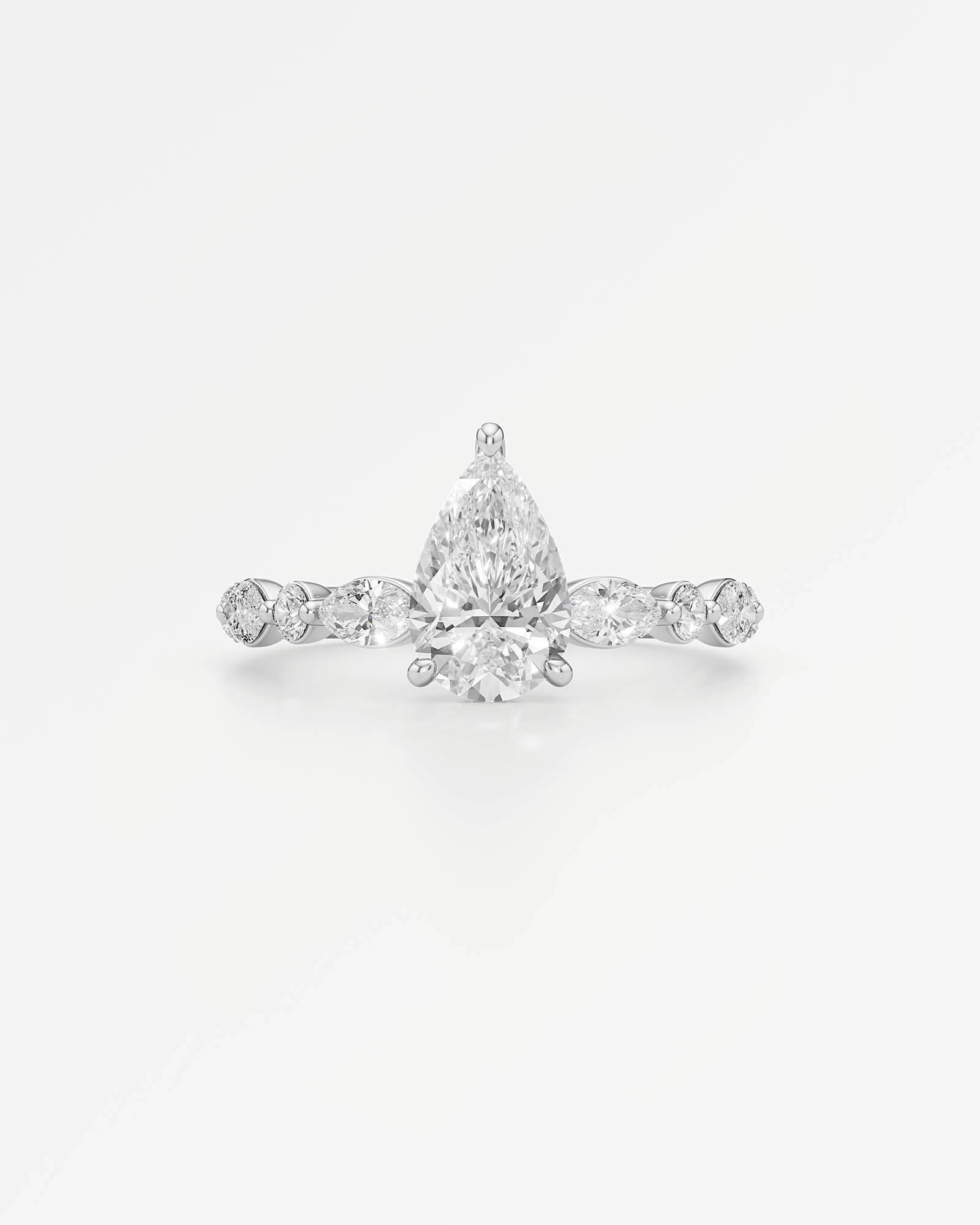 Verve Zolaine Hidden Halo Diamond Engagement Ring, With 1.00 ct Pear Cut in 14K White Gold (1.65 ctw)